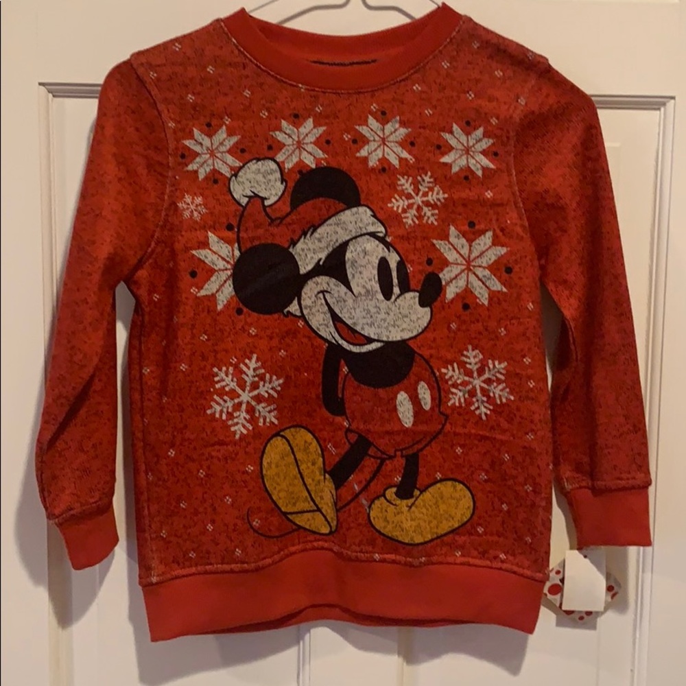 Red Disney‎ Sweatshirt, XS - Mickey with Santa Hat
